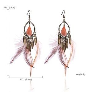 Boho Feather Gem Drop Dream Catcher Earring